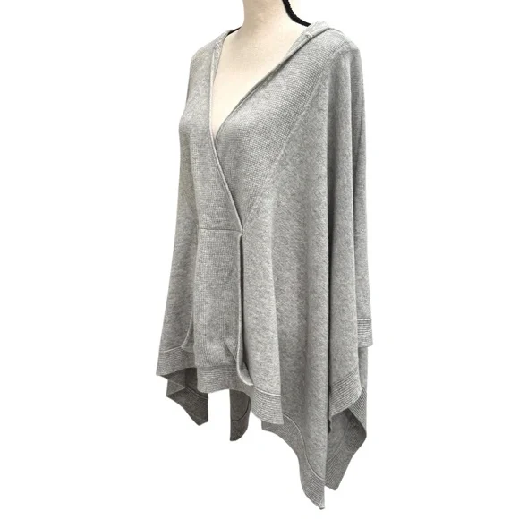 HAUTE HIPPIE GRAY CASHMERE HOODED CAPE PONCHO